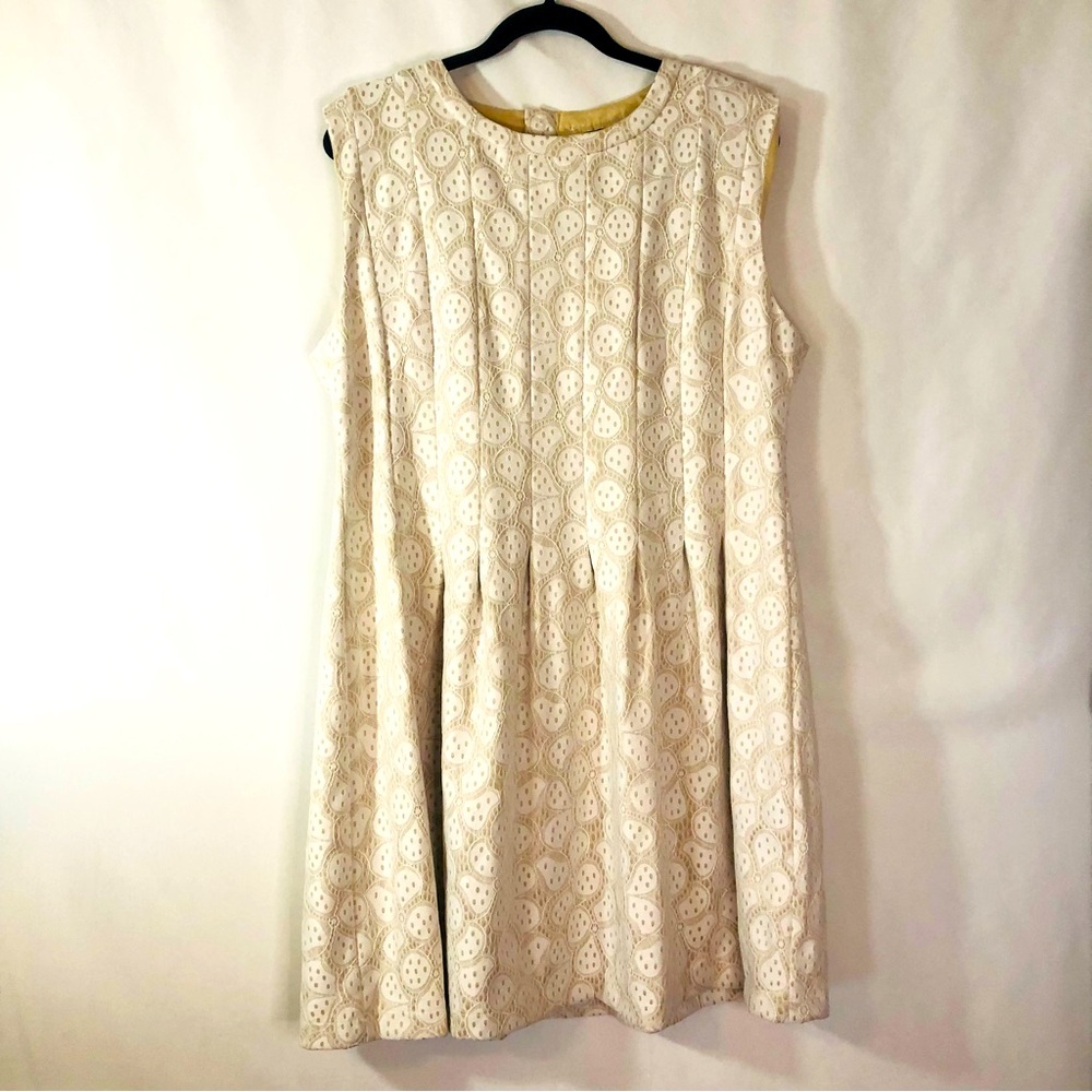 Midi Dress Vintage Sleeveless Lace Cream Size XL